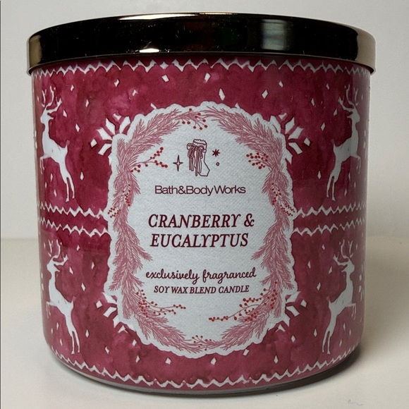 Bath & Body Works Cranberry & Eucalyptus 3 Wick Candle - Picture 2 of 12